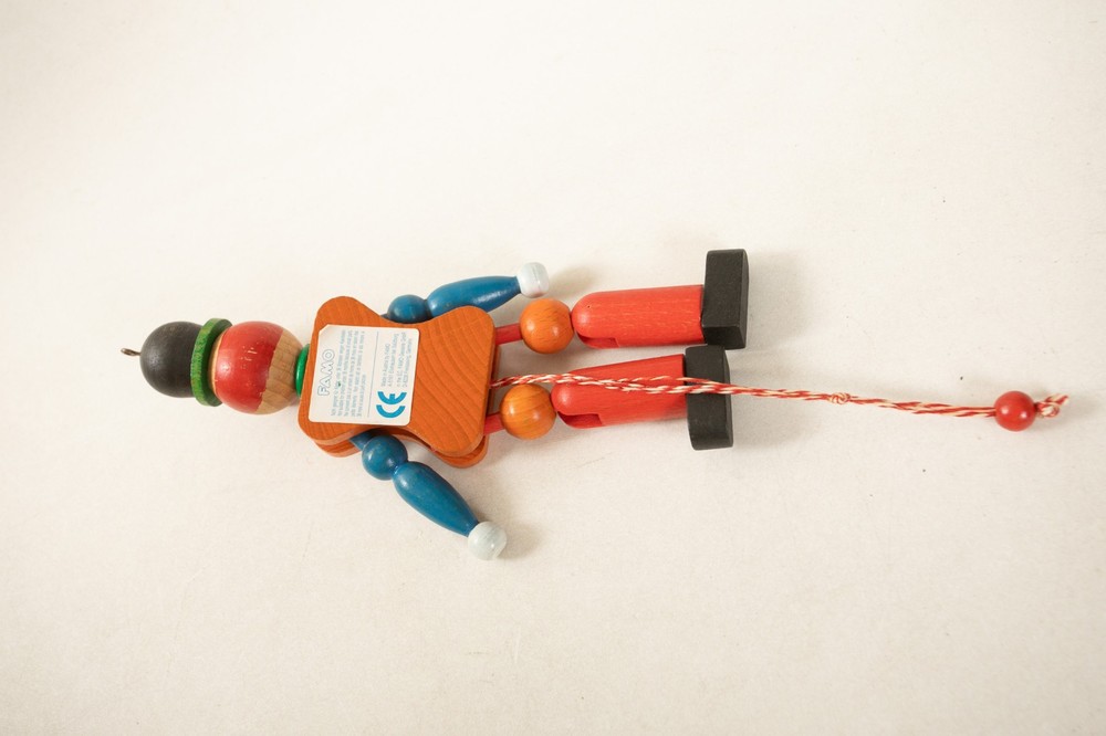 Famo Pull String Jumping Jack Clown (A3L/JSF6) Dancing Painted Wood Austria