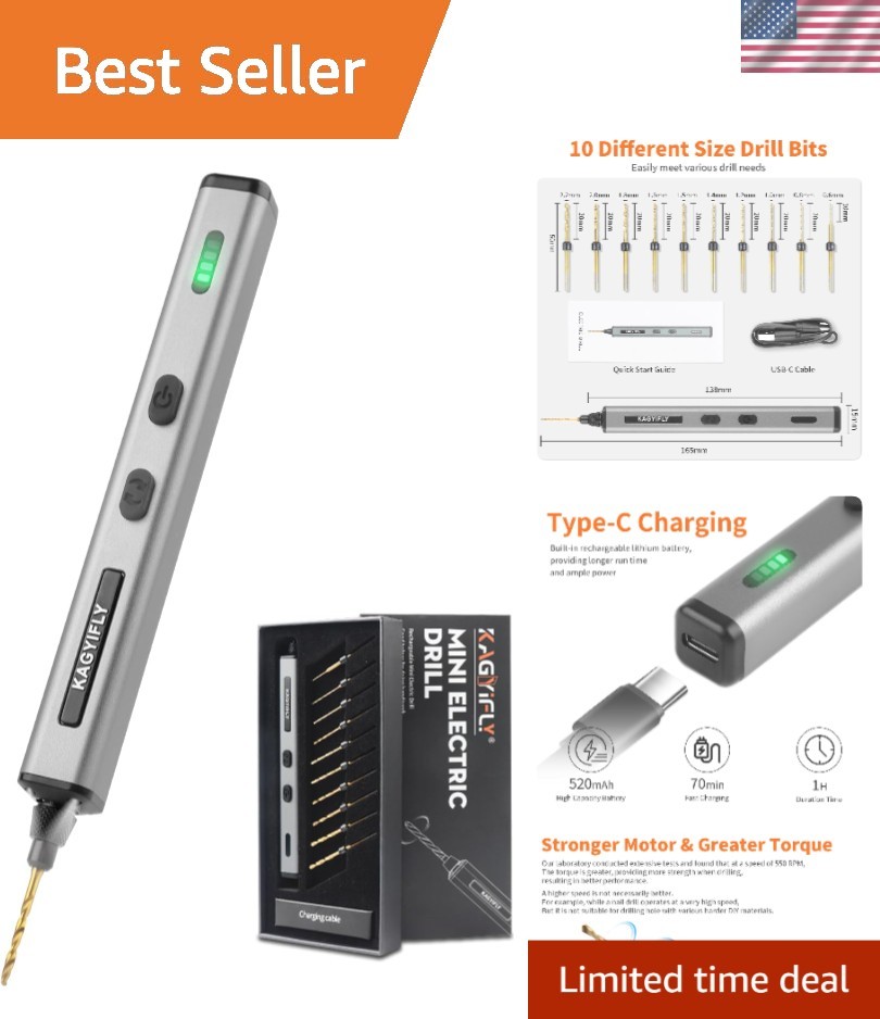 Compact Electric Mini Hand Drill with High Torque & LED Lights for Detail Work