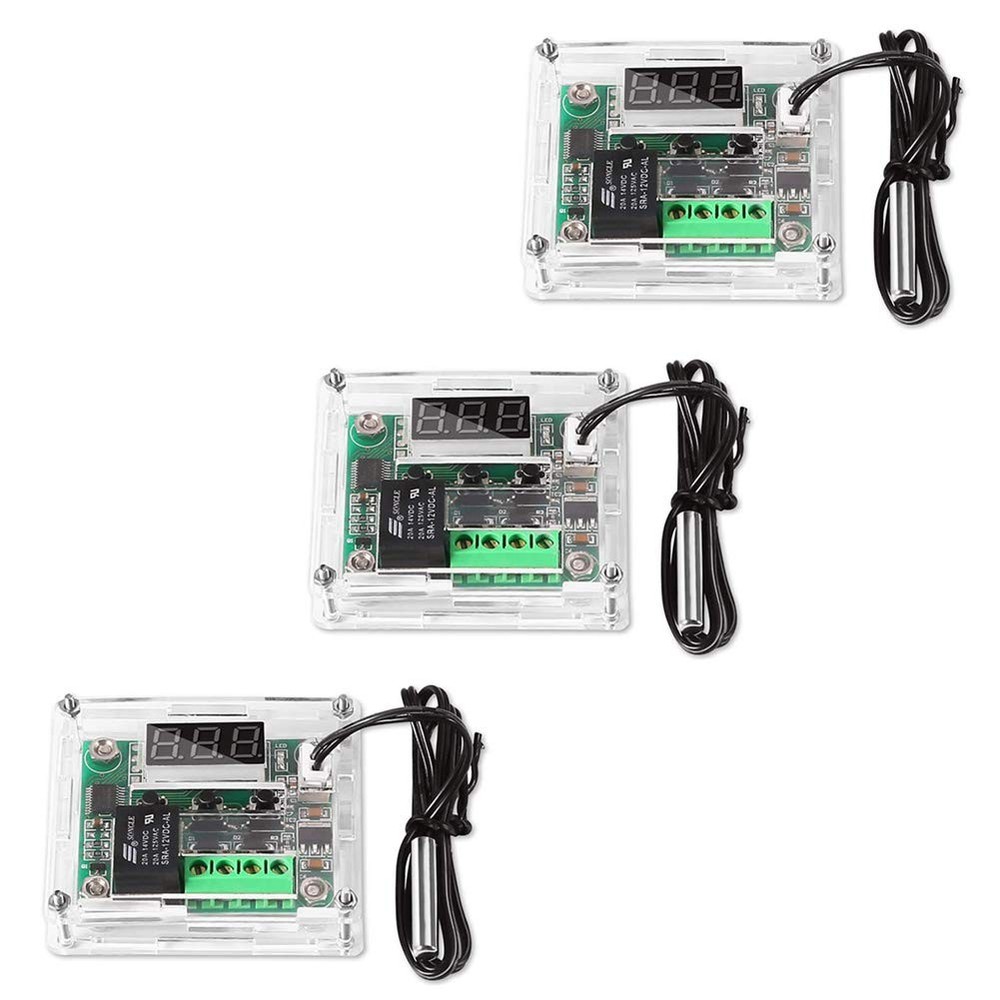 AITRIP 3PCS W1209 12V DC Digital Temperature Controller Board with 10A 3-pack