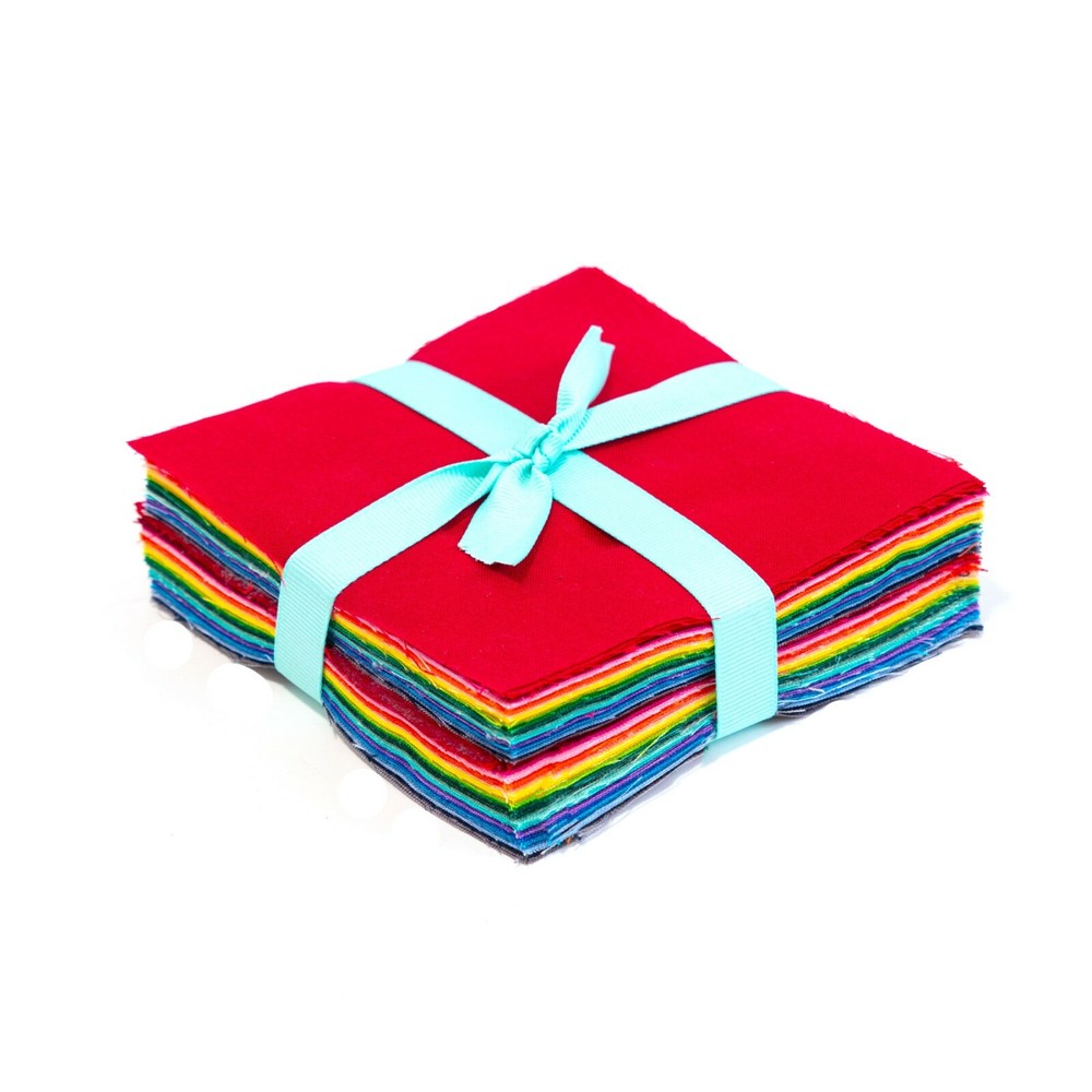 112 Rainbow Solid Assorted pre cut charm pack 5" squares 100% cotton fabric