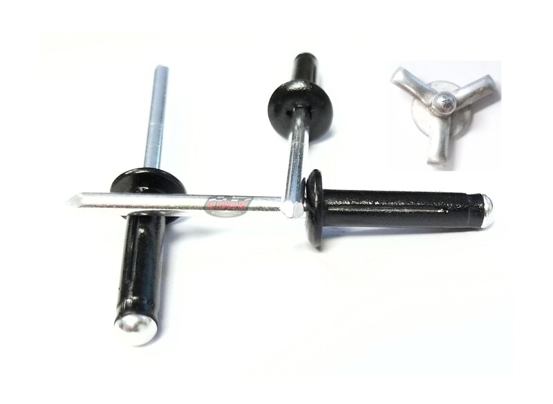 Black 3/16" Small Head Tri-Fold Exploding Aluminum Mandrel Pop Rivets 250 pack