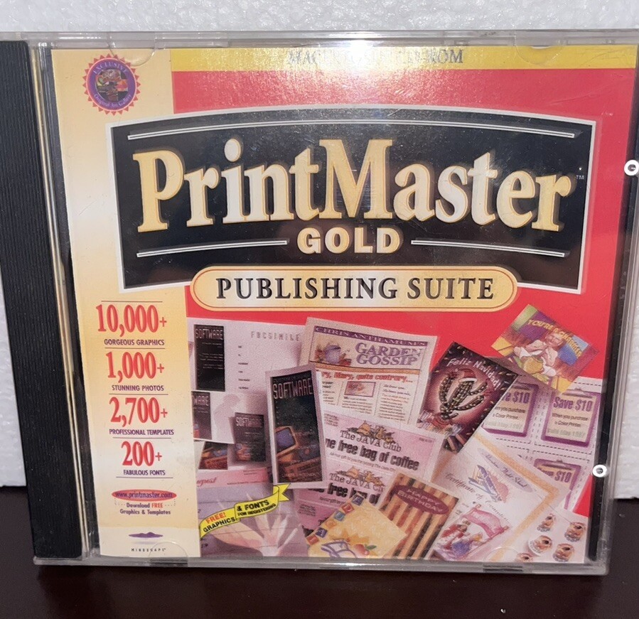 PrintMaster Gold Publishing Suite PC CD-ROM 1997 CD Macintosh Publishing Suite