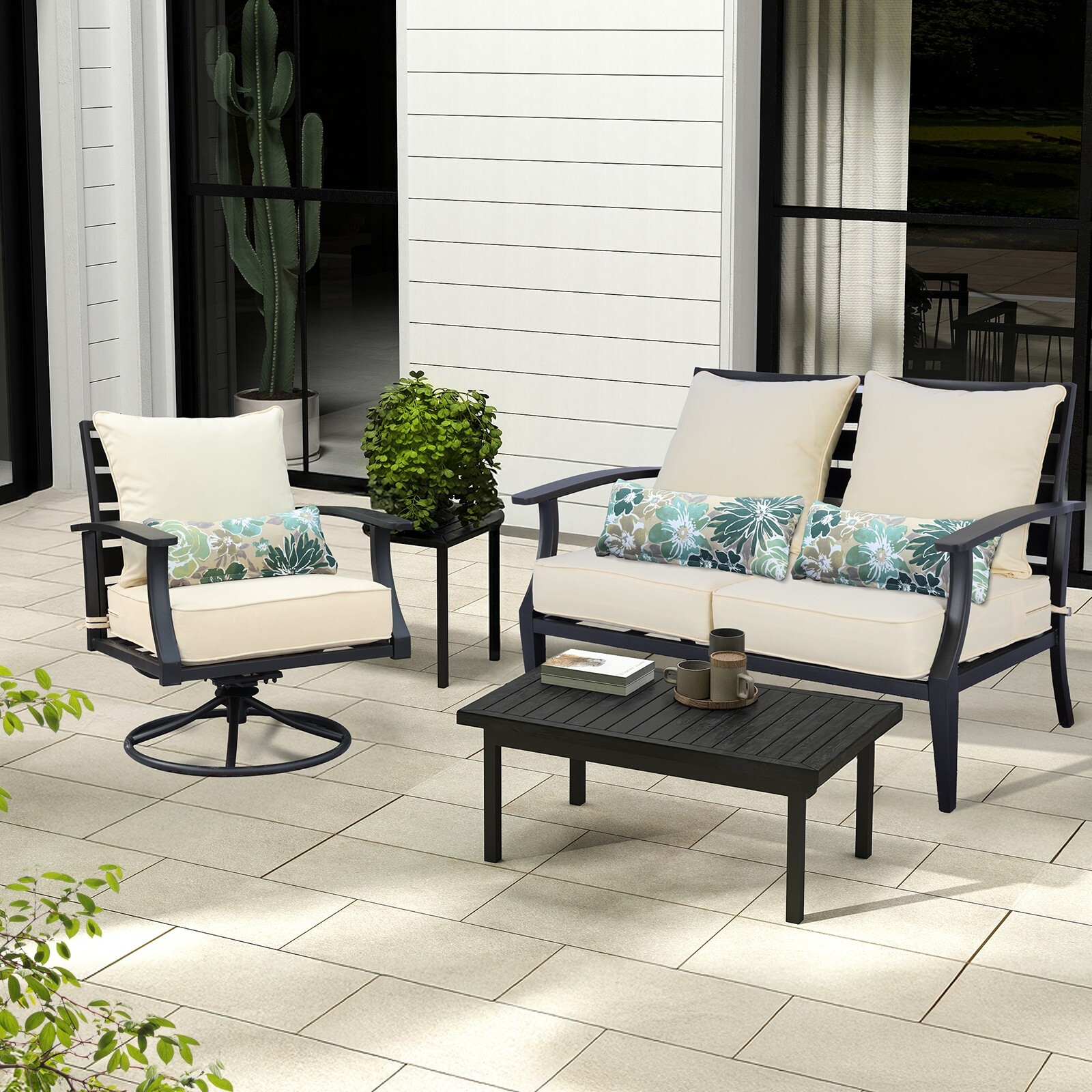 22''x24''x5'' Patio Deep Chair Cushion Set with 2 Pillows Seat Cushions Set of 2