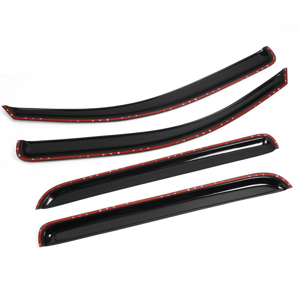 2014-2018 Chevy Silverado 4DR Crew Cab BLACK Door Vent Visors Window Rain Guards