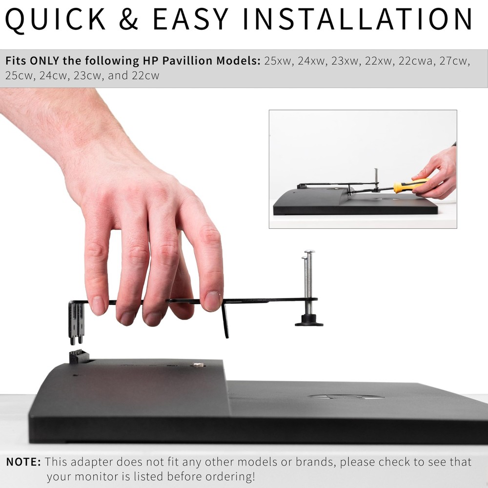 Quick Attach VESA Adapter Plate Bracket Designed for HP Pavilion Monitors 25x...