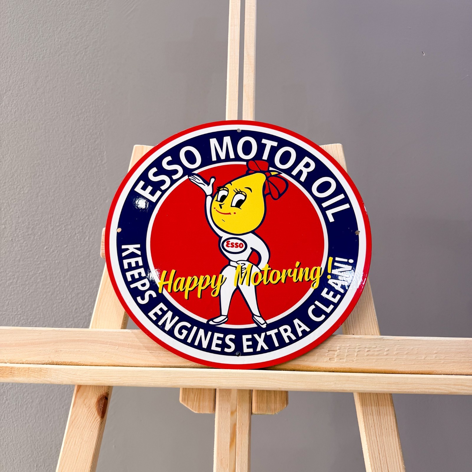 Esso Motor Oil Happy Motoring Female Mascot Metal Sign – 30 cm / 11.8”