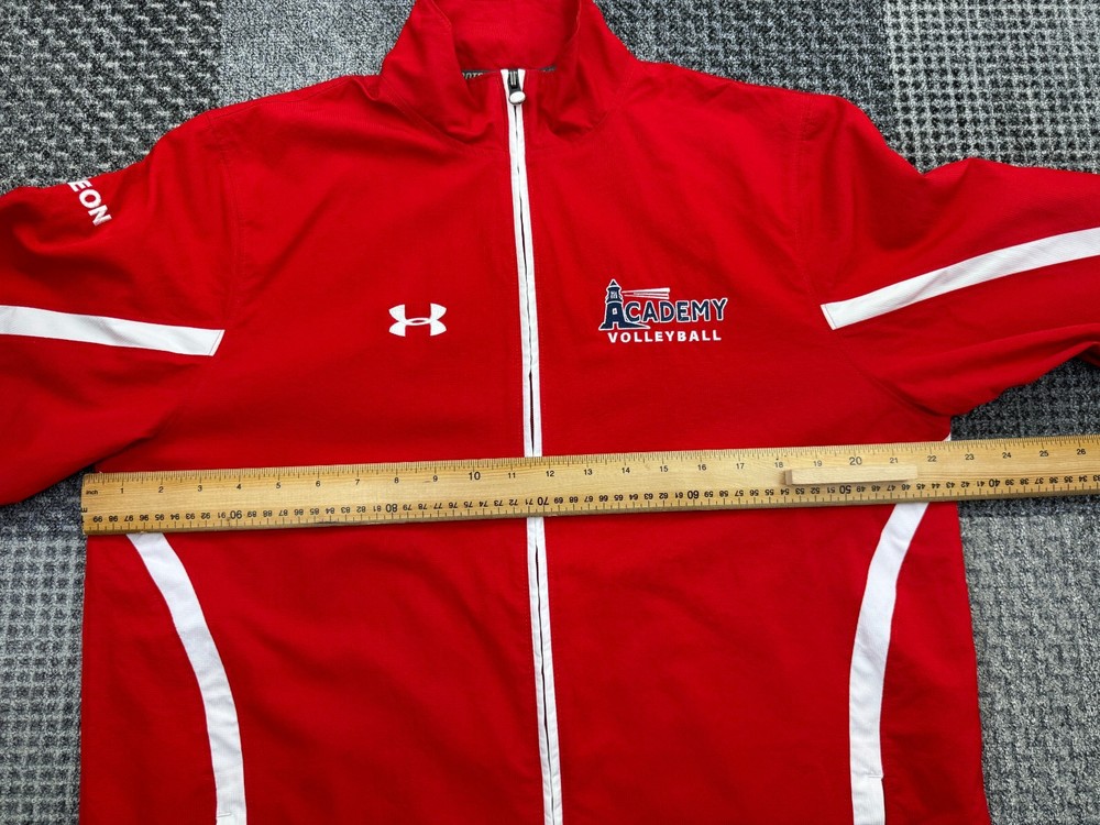 Under Armour Red Full Zip Jacket Size M White Stripes Performance Activewear