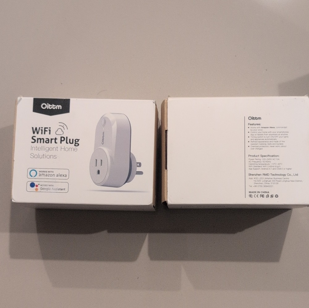 Oittm WiFi Smart Plug, Alexa & Google Assistant, Type B, App-Controlled, White
