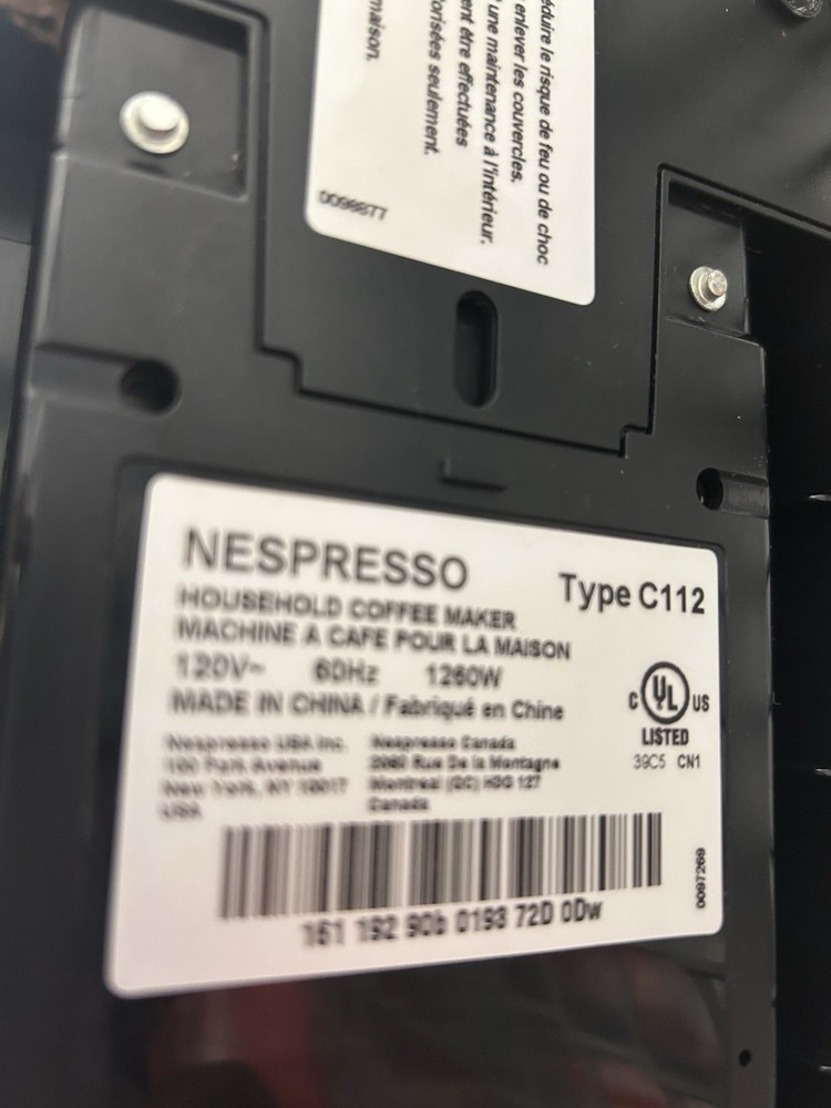 Nespresso C112 Citiz Espresso Machine - Chrome - READ Description*