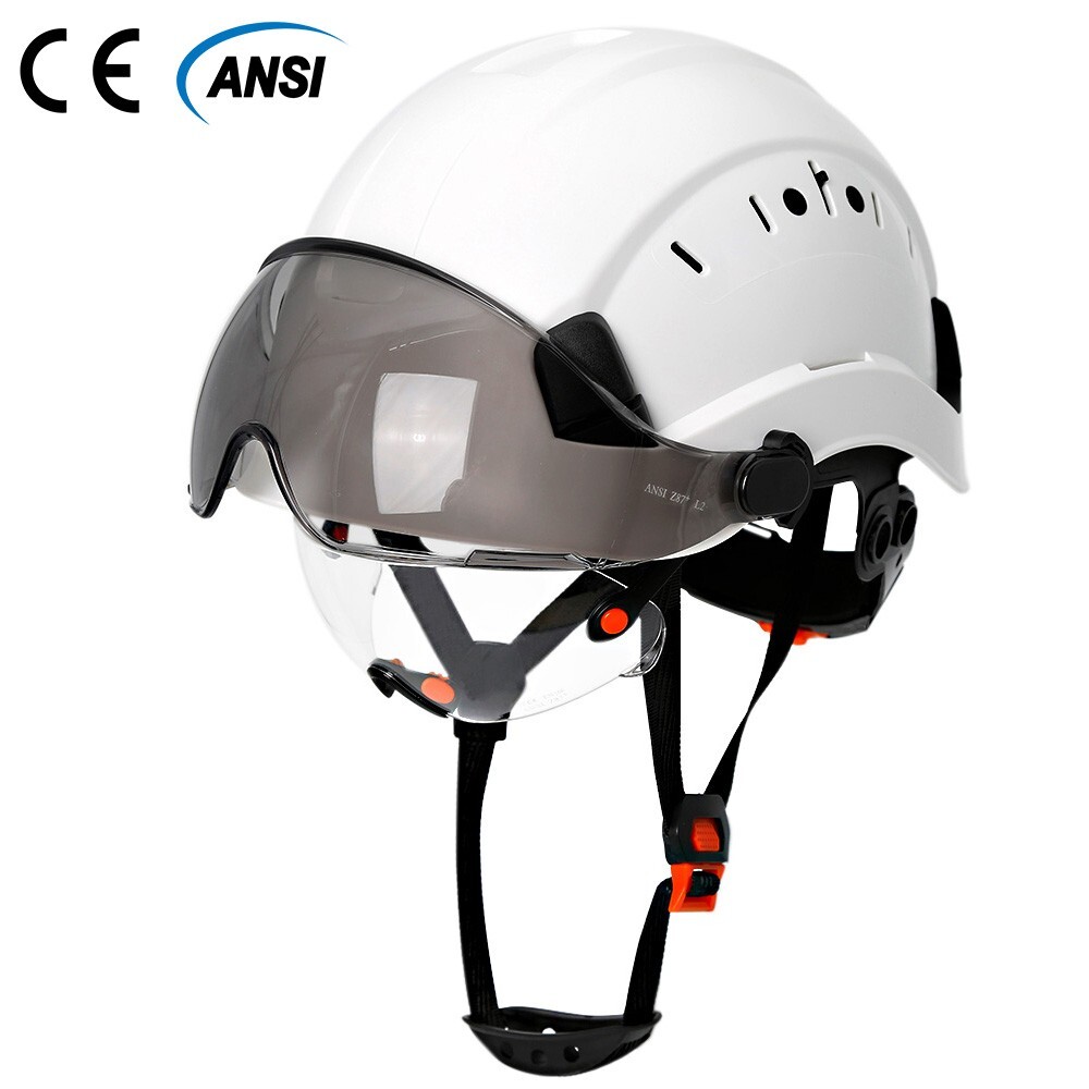 Construction Safety Helmet With Visor Built In Goggles Hard Hat  ANSI Work Cap