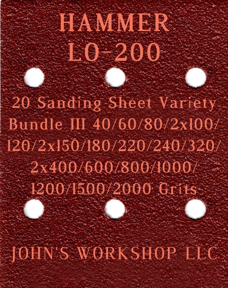 HAMMER LO-200 - 17 Different Grits - 20 Sheet Variety Bundle III