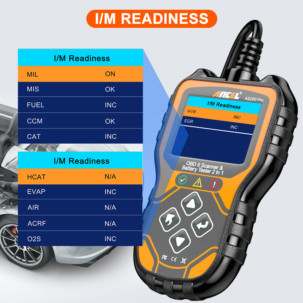 ANCEL AS200 Pro OBD2 Scanner Check Engine Code Reader Scan Tool 24V Battery Test