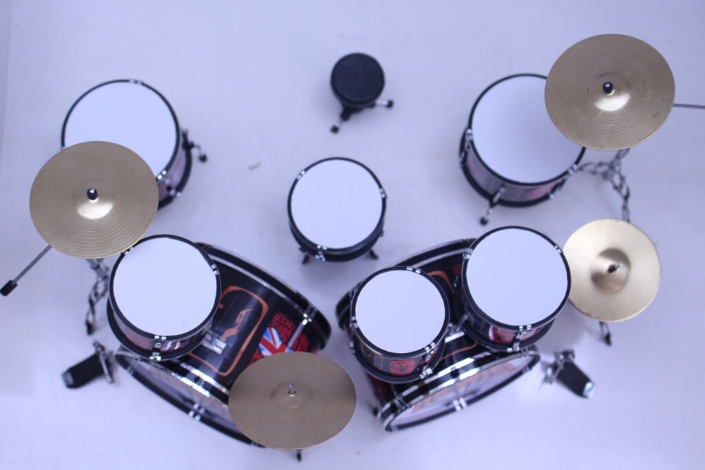 Miniature Drum Set Kit Premier Double Bass Drum Replica for Display Only