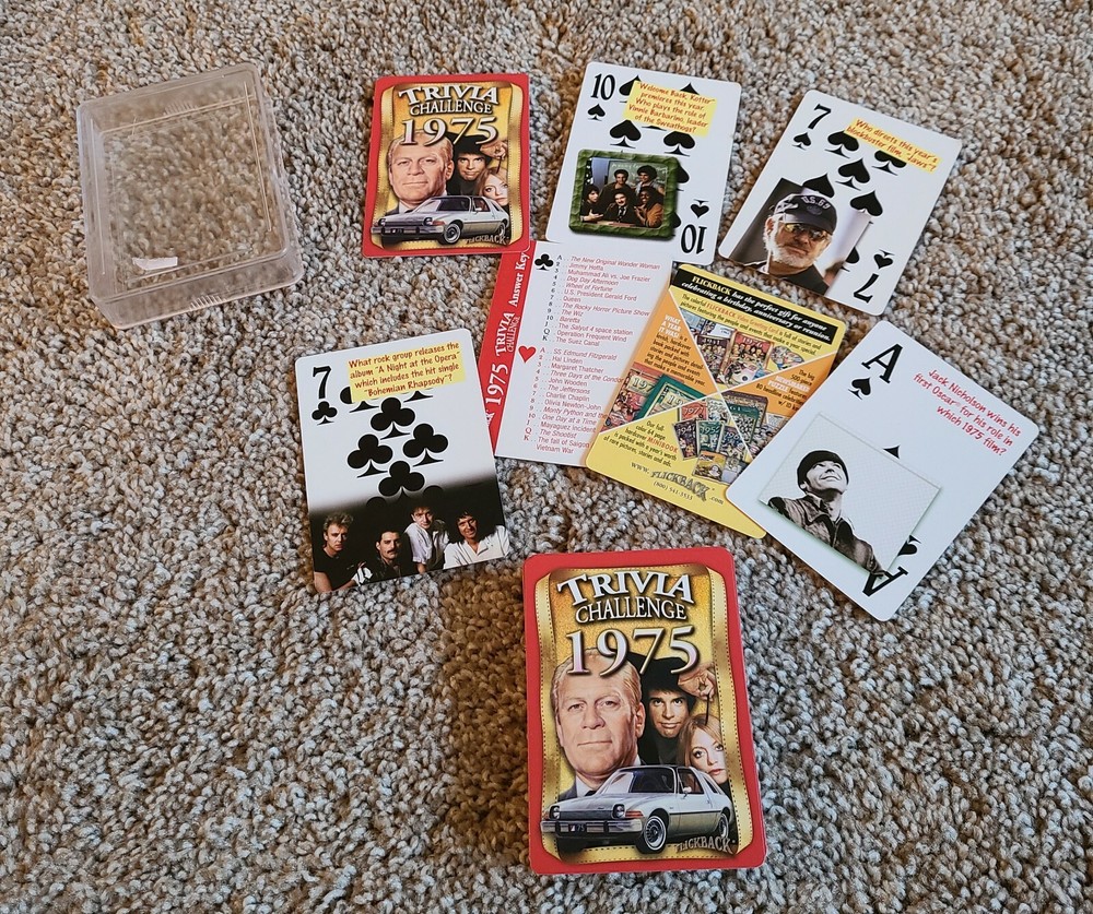 Trivia Challenge Playing Cards Flickback 1975 Complete