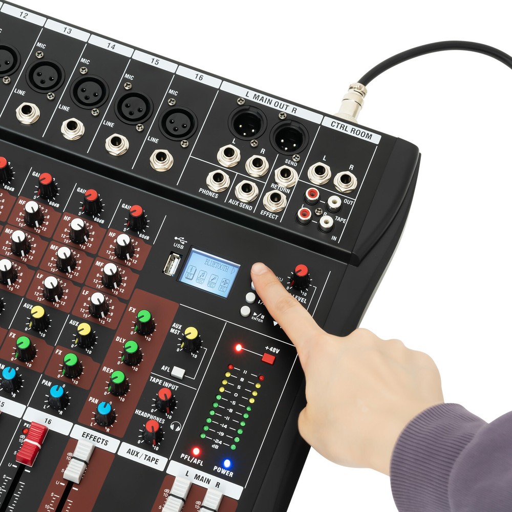 16-Channel Professional Mixer with Bluetooth, DSP & USB Connectivity