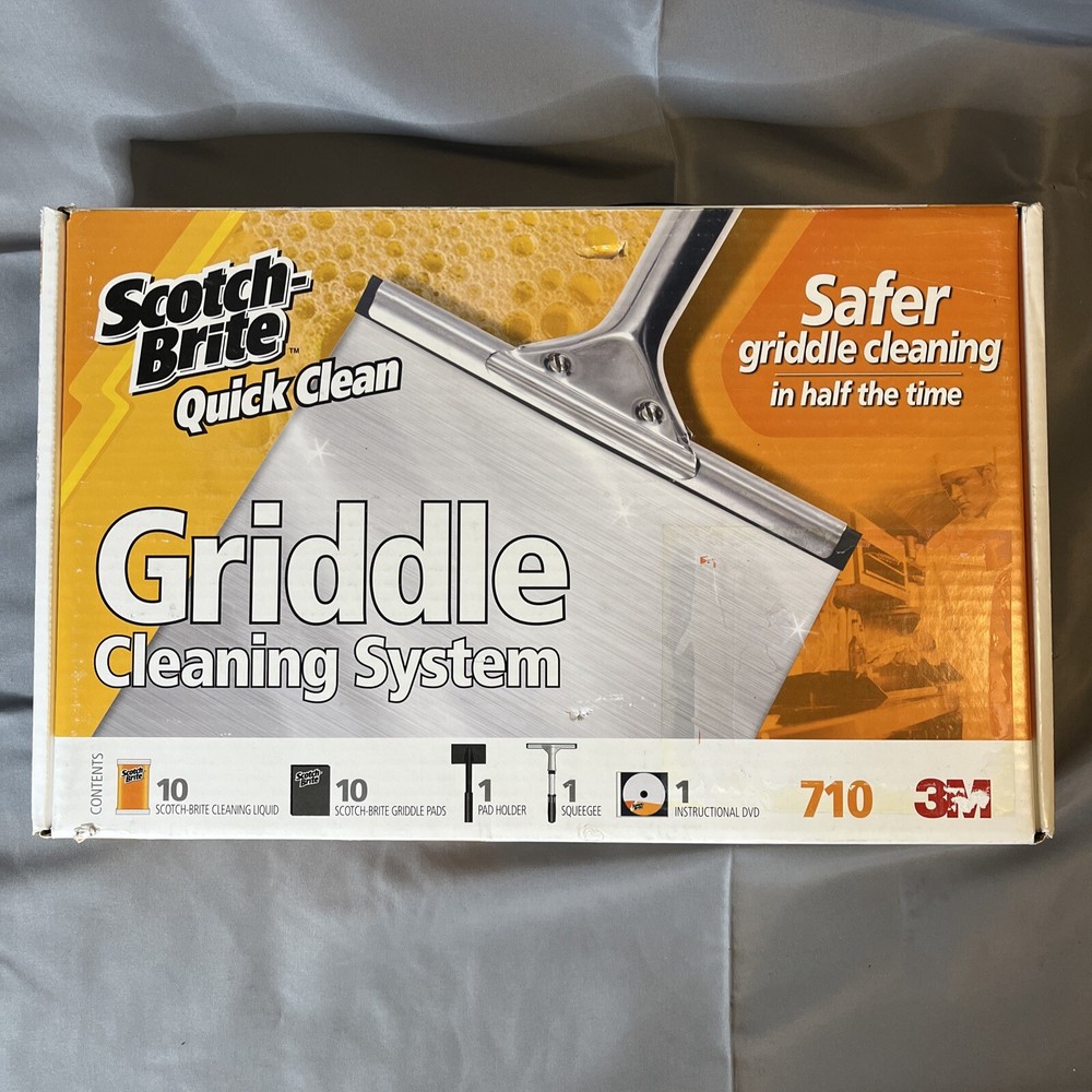 3M Scotch Brite 710 Quick Clean Cleaning Griddle System Starter Kit - Large Set