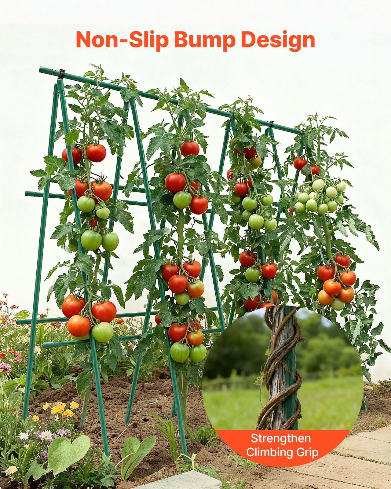 VEVOR Garden Stakes Tomato Stakes 50 Pack 46.06 inch Plastic Coated Metal Sticks