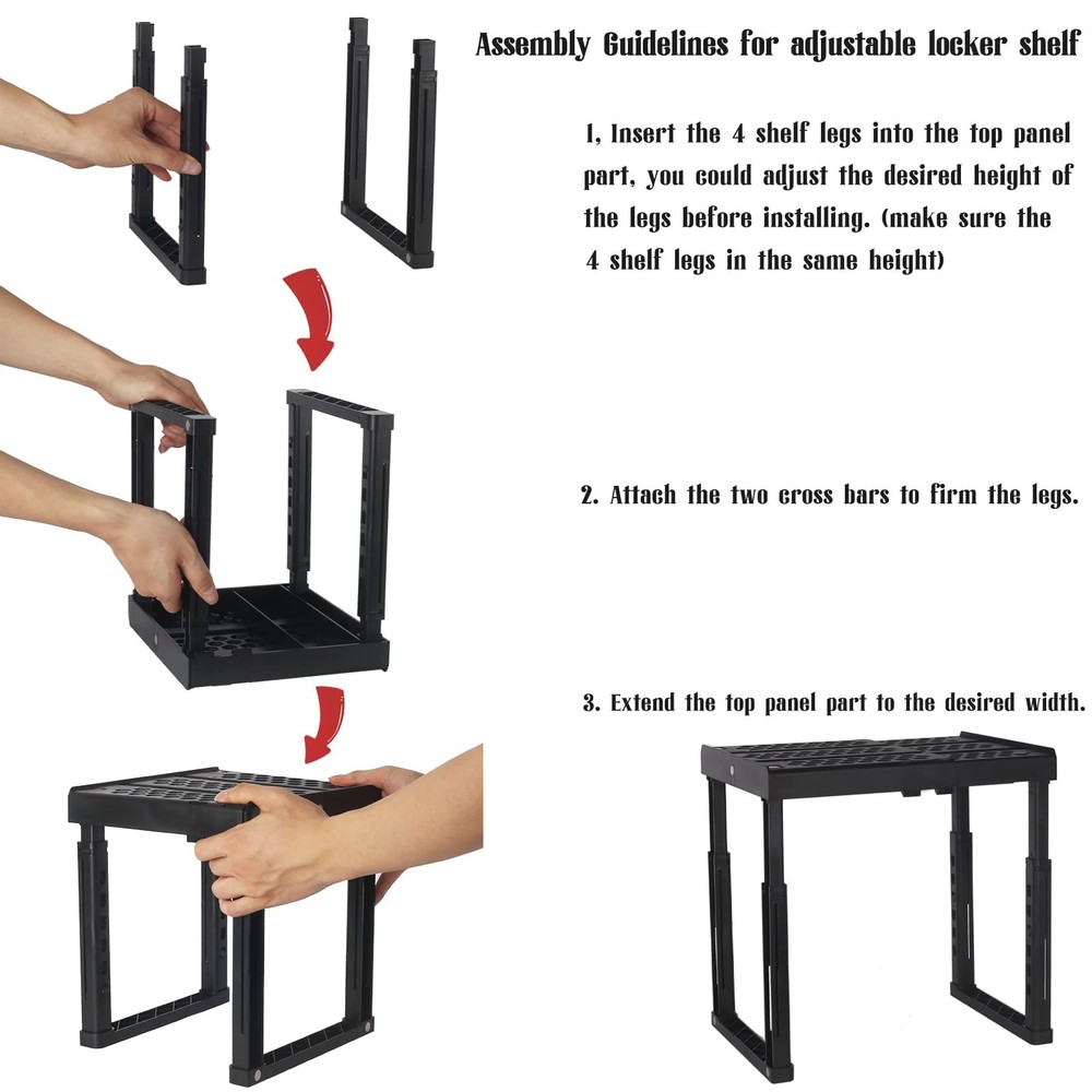Locker Shelf Adjustable Height and Width, Locker Organizer for Work, Locker S...