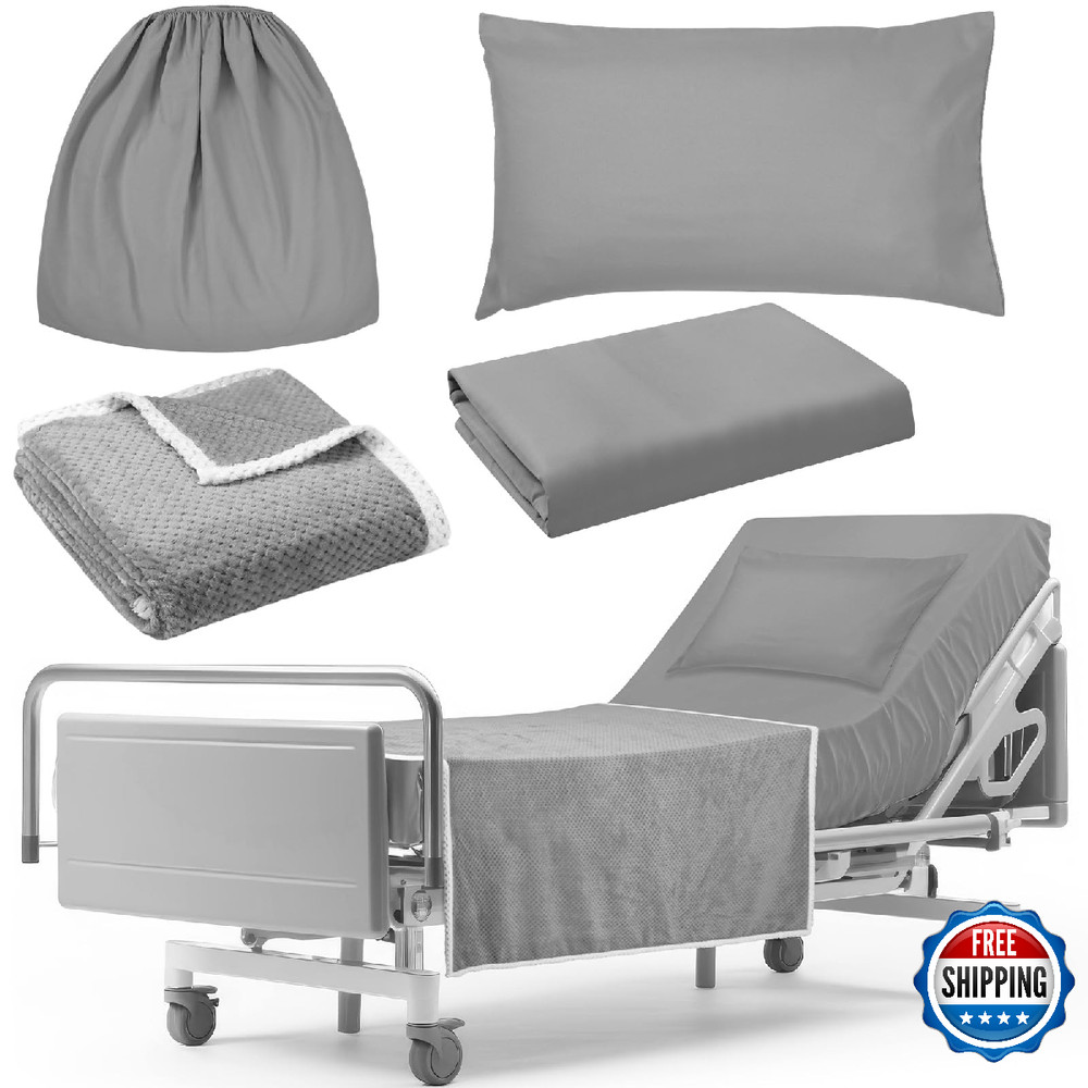 SmoothNovelty 4 Pcs Hospital Bed Sheets Set, Soft Knitted Standard Sheets Qualit