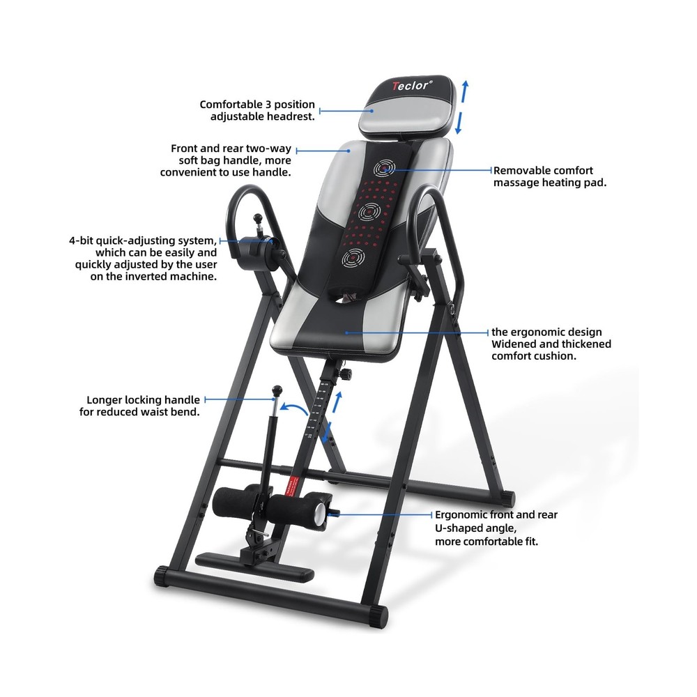 Inversion Table,Advanced Heat and Massage Function,Strength Training Inversio...