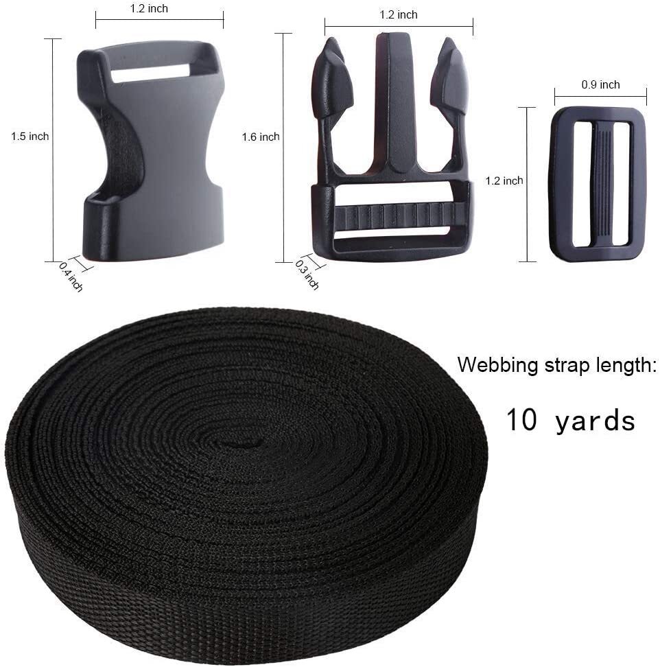 1" Buckles Straps Set - Quick Side Release Buckle Nylon Webbing Strap Tri-Glide