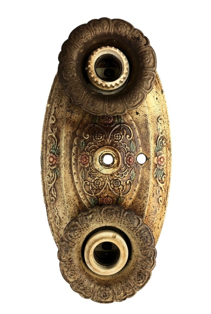 Antique Vintage Oval Wall Plaque Sconce with 2 Sockets