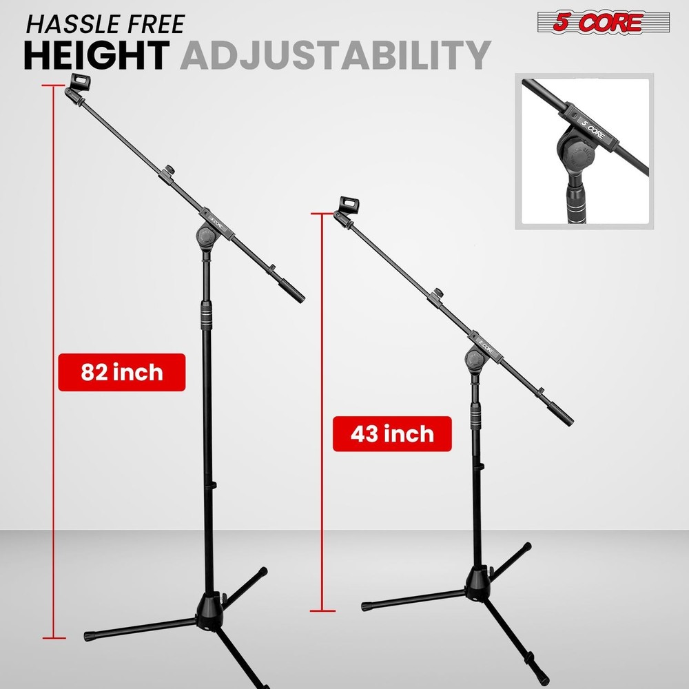 Microphone Stand Floor Height Adjustable w Extending Telescoping Boom Arm
