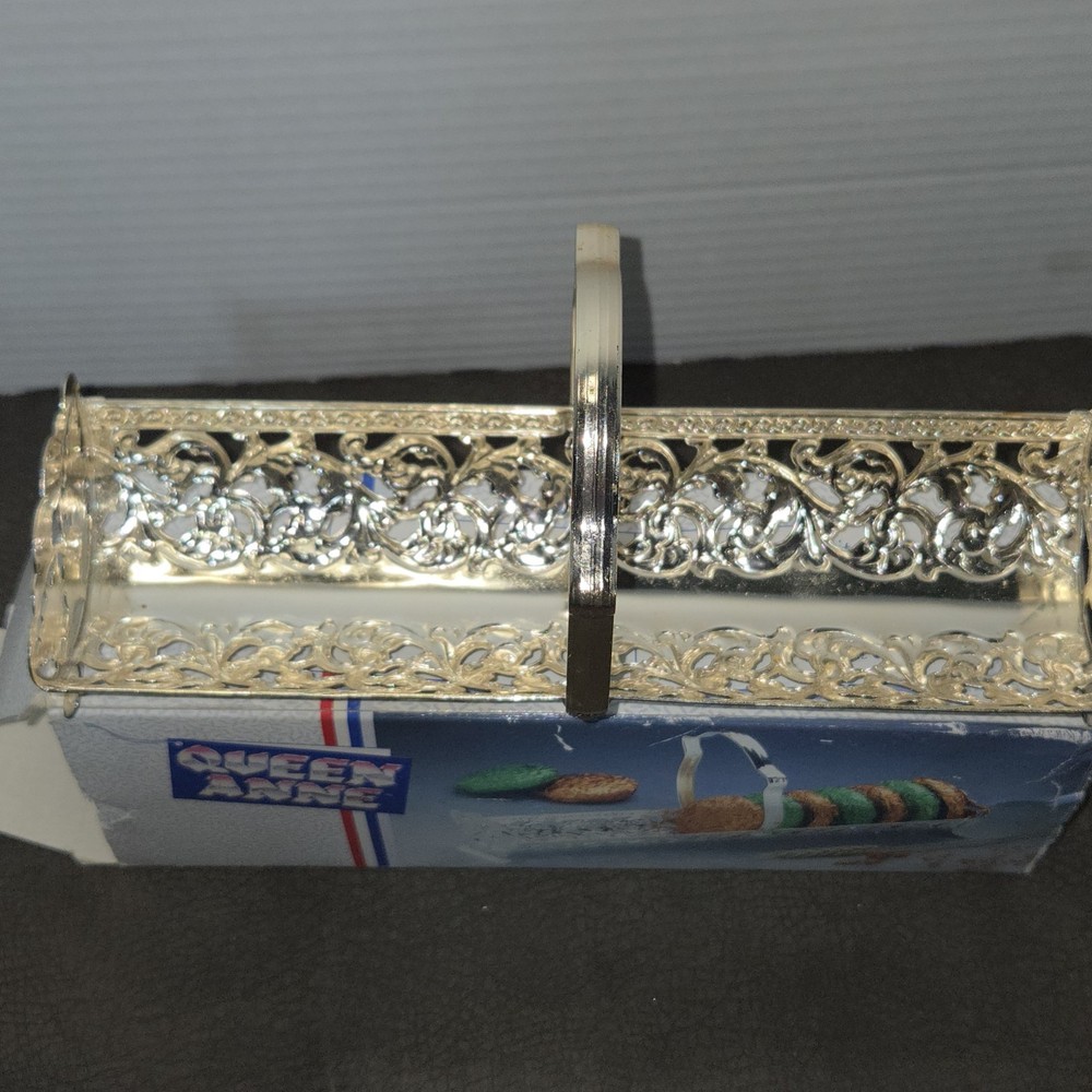 Vintage Queen Anne Silver Plated Cracker Biscuit Rack Tray In Original Box