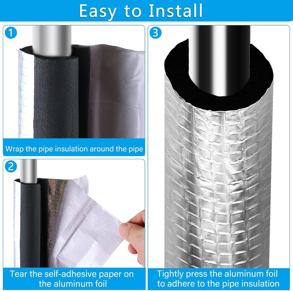 10 Pcs Pipe Insulation Foam Tube Self Adhesive Wrap Black