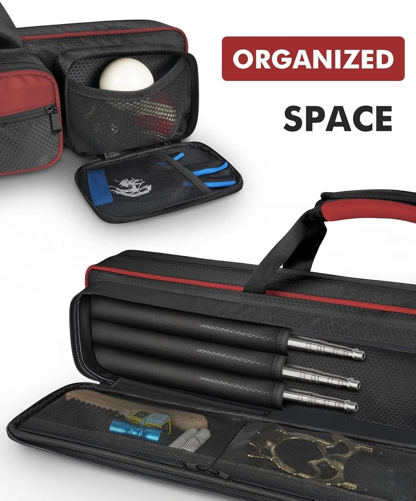 Stylish Billiard Cue Backpack with Adjustable Straps - 8 Pockets for Accessories