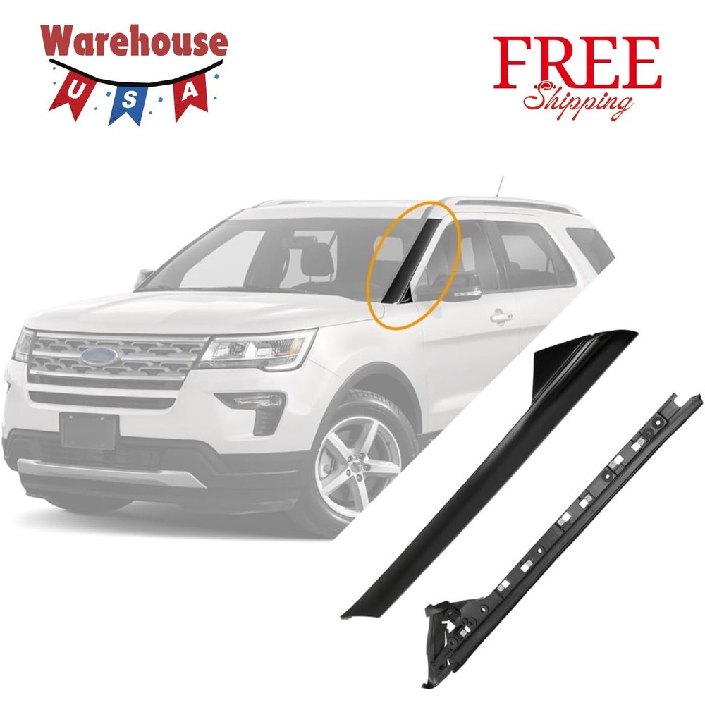 Windshield Trim Molding A-Pillar Set, Compatible with 2011-2019 Ford Explorer