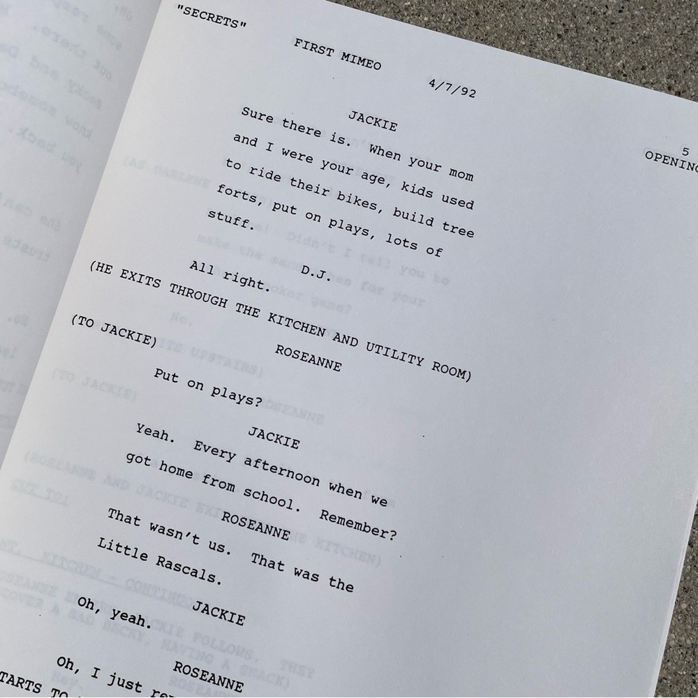 Roseanne Original 1992 Production Used First Draft Script Secrets Barr Metcalf
