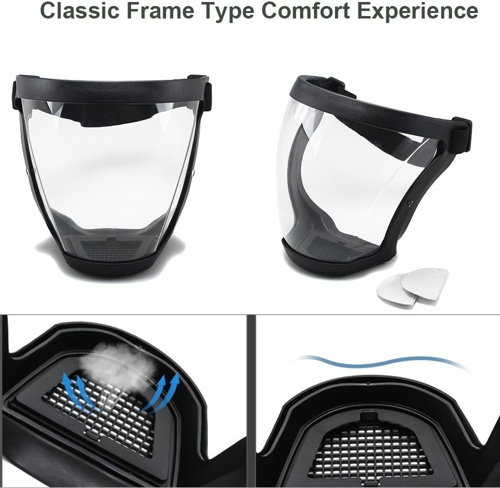 Durable 2 Pack Transparent Face Shield with Ergonomic Design - For Everyday Use