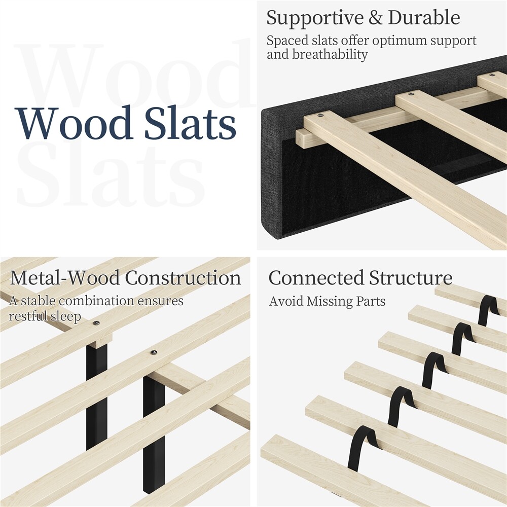 Upholstered Full/Queen Size Bed Frame with Square Tufted Headboard