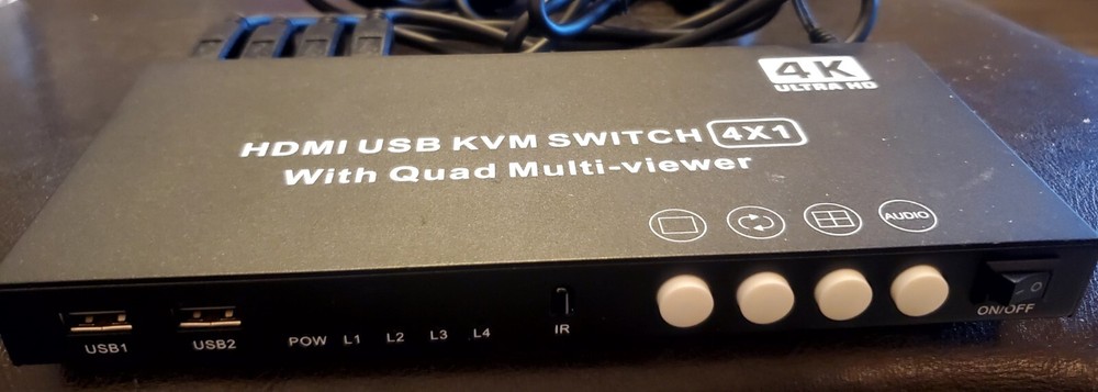 HDMI USB KVM Switch 4x1 Quad Multi Viewer