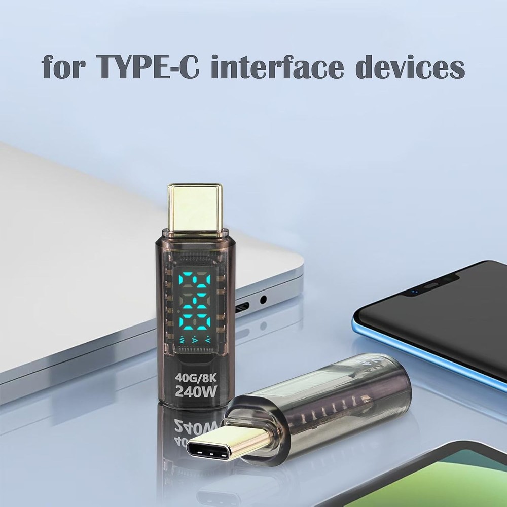 USB C Extension Adapter, 2Pack 40Gbps Transparent C Converter