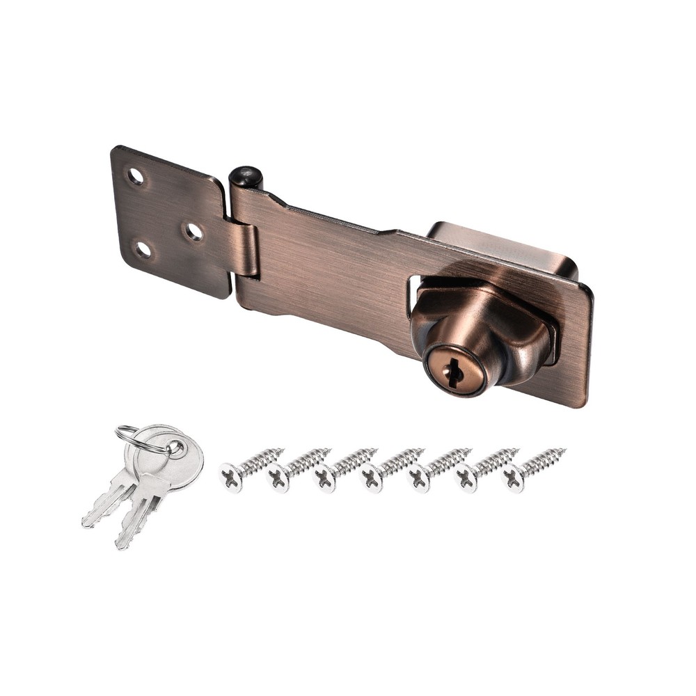 4Inch Keyed Hasp Locks Twist Knob Locking Keyed Different, Copper