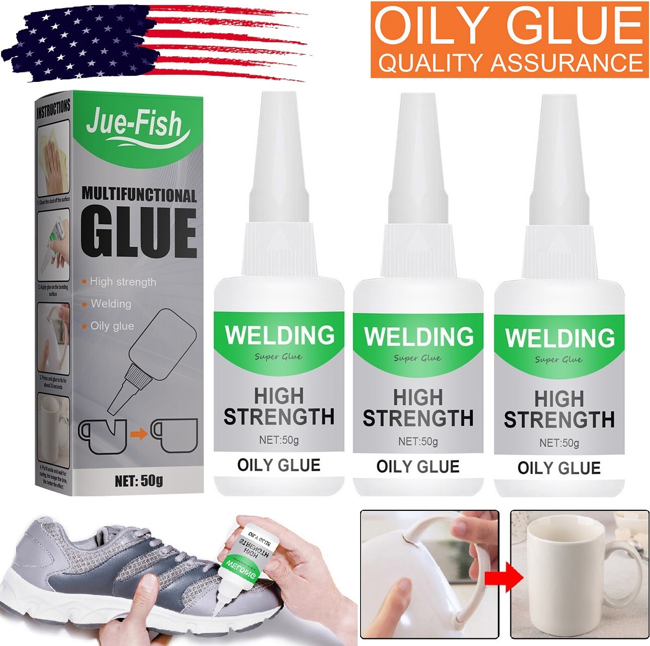 Welding High Strength Oily Mighty Instant Glue Adhesive Waterproof Glue 30ML USA