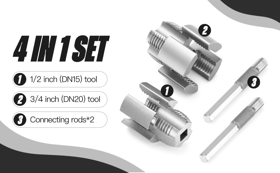 2PCS Pipe Thread Cutting Tool, Electric Drill Compatible Pvc Pipe Threader Kit~