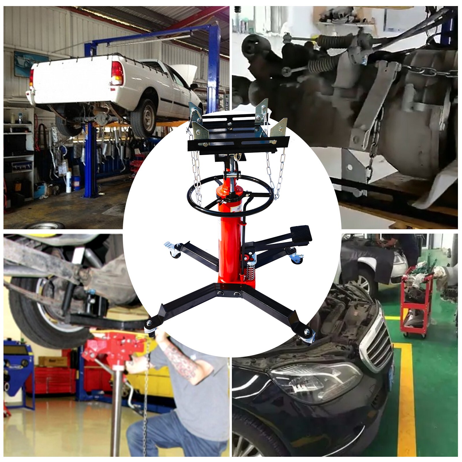 2 Stage Transmission Jack 2 Springs Load 1600lbs 360 Swivel Wheel W/ Brakes