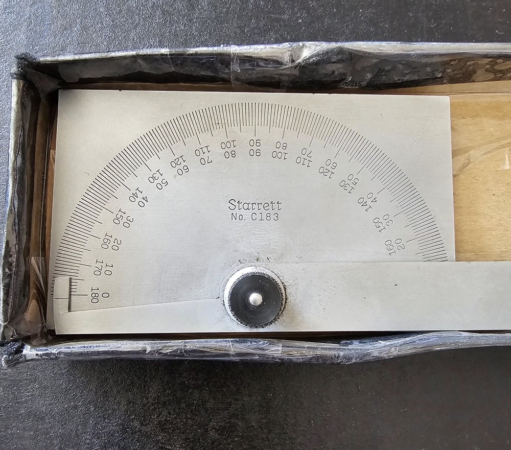 Starrett No. C183 Protractor Head with Blade – Machinist Layout Tool – Original