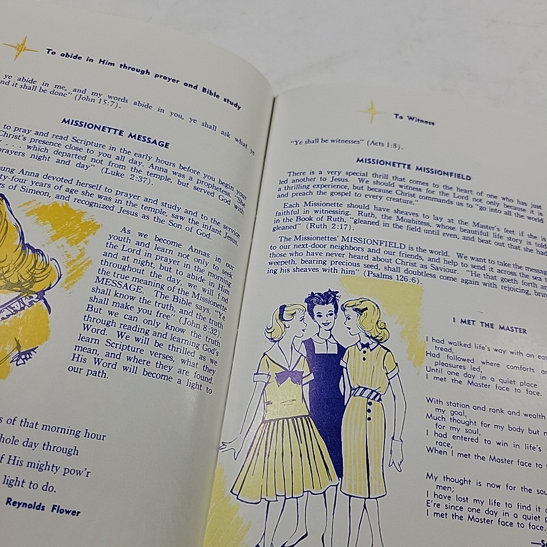 Vintage 1960s Missionette Assemblies of God Girl's Handbook w/ Sealed Stamps