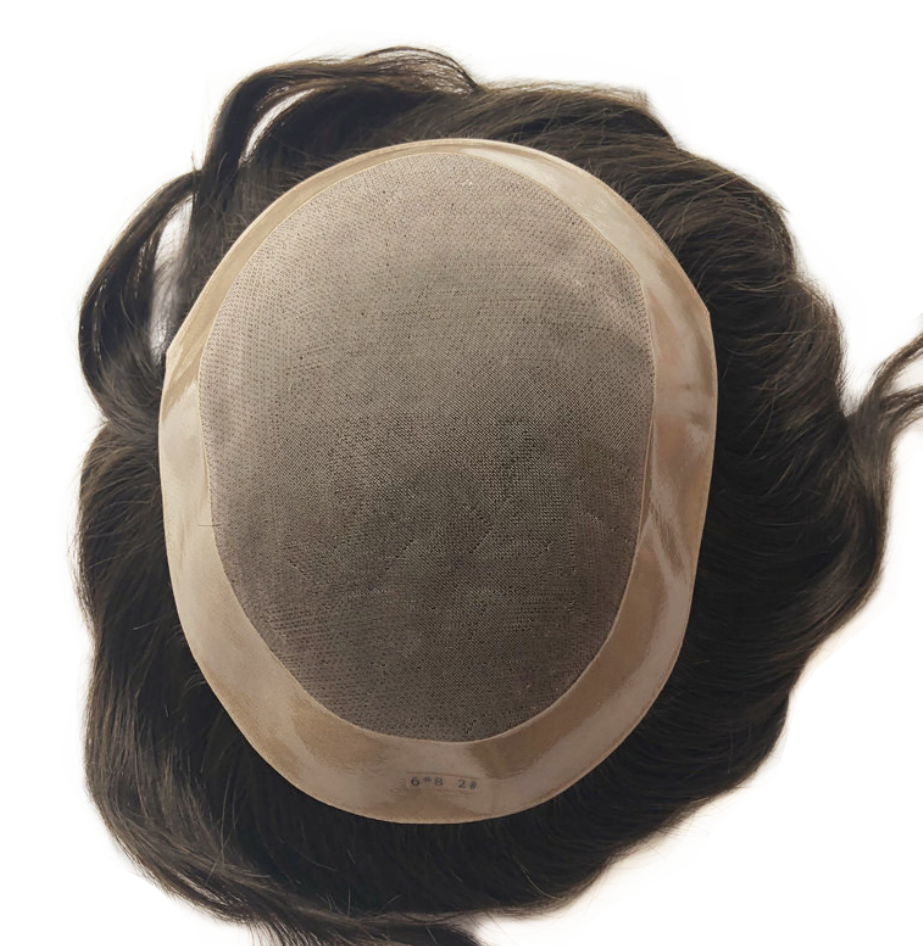 Durable Mens Human Hair Replacement System Hairpiece Fine Mono Poly Skin Toupee