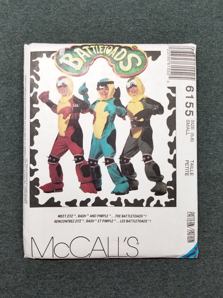 McCall's Pattern #6155 ~ Battletoads Costume Jumpsuit ~ Child Small 5 6 ~ FF/UC