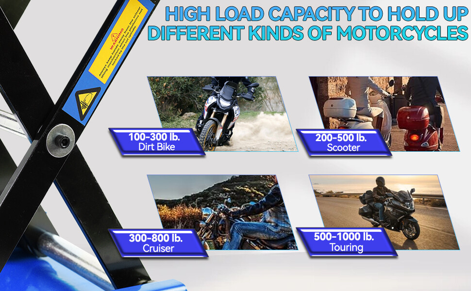 Heavy Duty Motorcycle 1100lb Scissor Jack Lift Wide Deck Hoist Stand ATV Bike BL