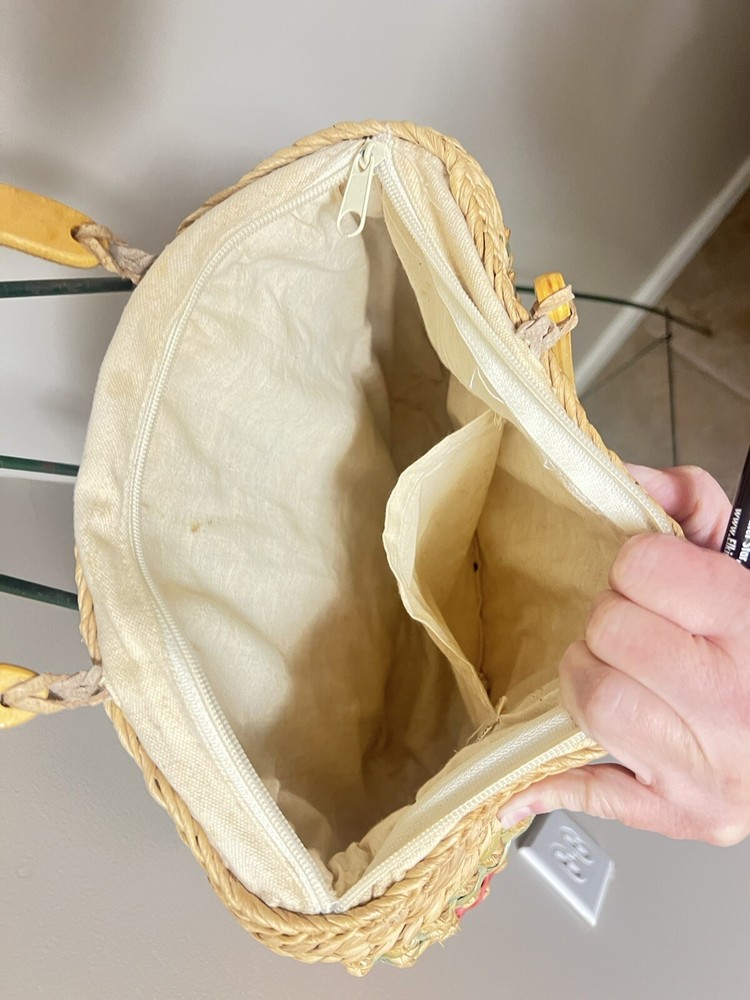 Vintage rainbow straw purse