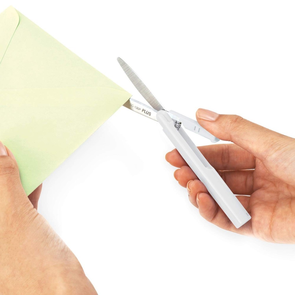 Plus Pen Style Compact Twiggy Scissors with Cover, White 1-Pack