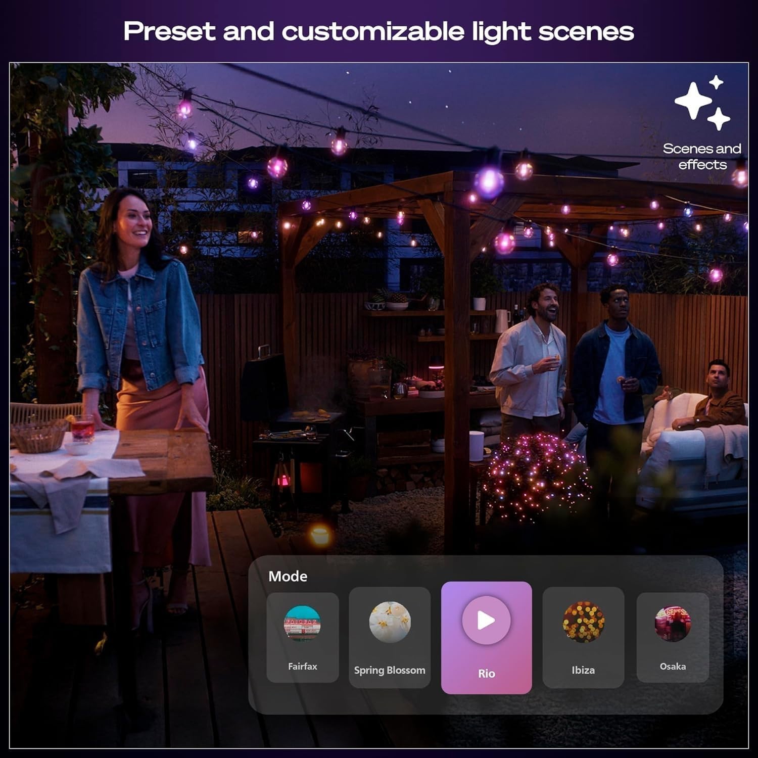 Philips Hue Festavia Globe Outdoor String Lights, Color 45ft,16 Bulbs,black