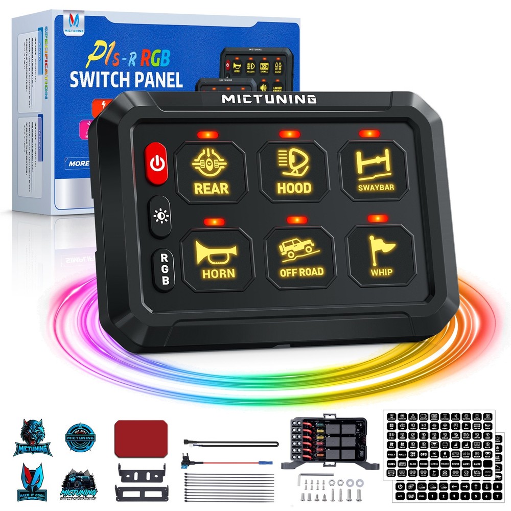 6 Gang Switch Panel, Universal On-Off LED Circuit Control Relay System Box