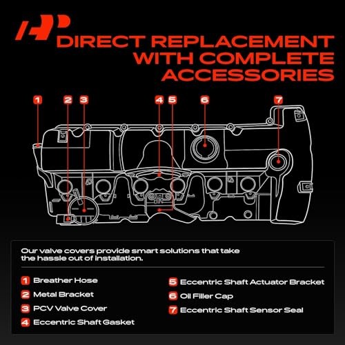 Engine Valve Cover - Compatible with BMW Vehicles - Standard Type (Plastic)